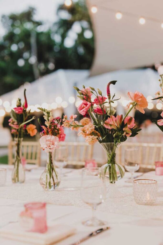 wedding table decorated with flowers