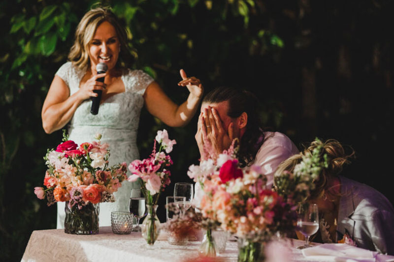 wedding couple where bride talking in a mic