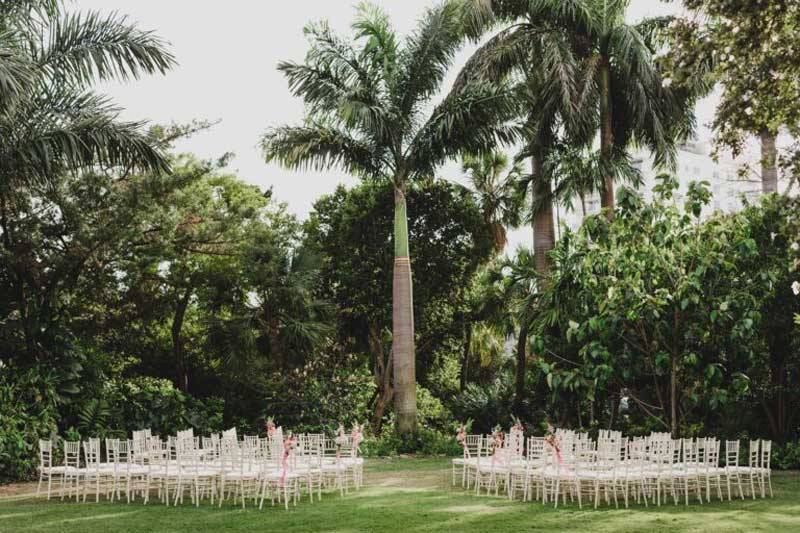 chairs arranged in a outdoor wedding