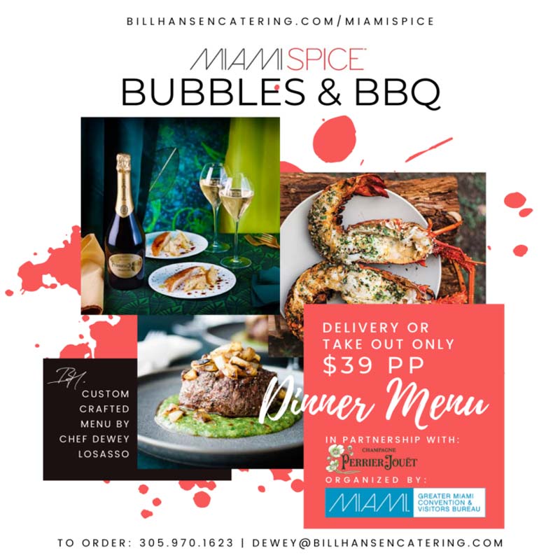 miamispice bubbles and bbq dinner menu