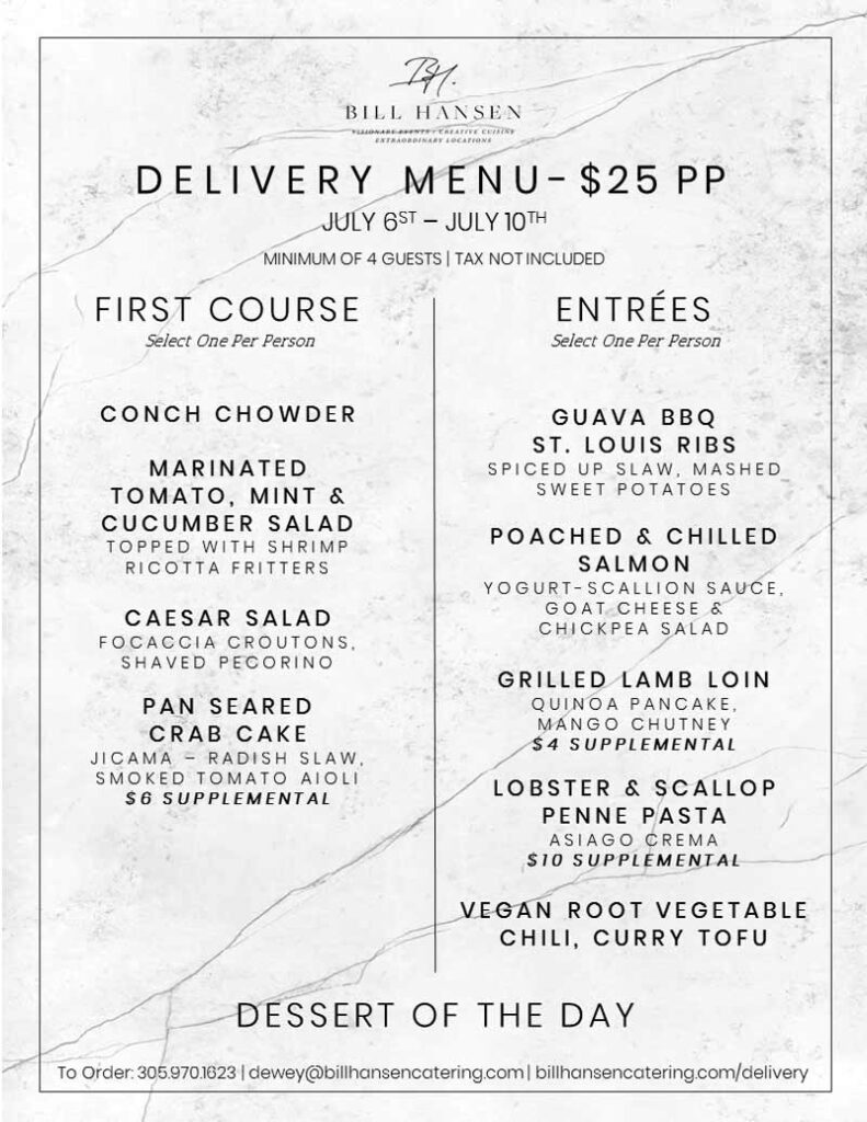 delivery menu july design
