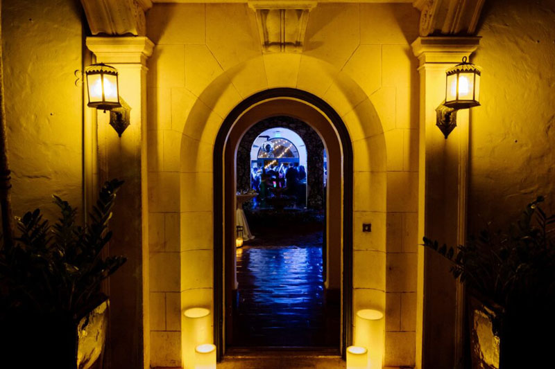 entrance with yellow light