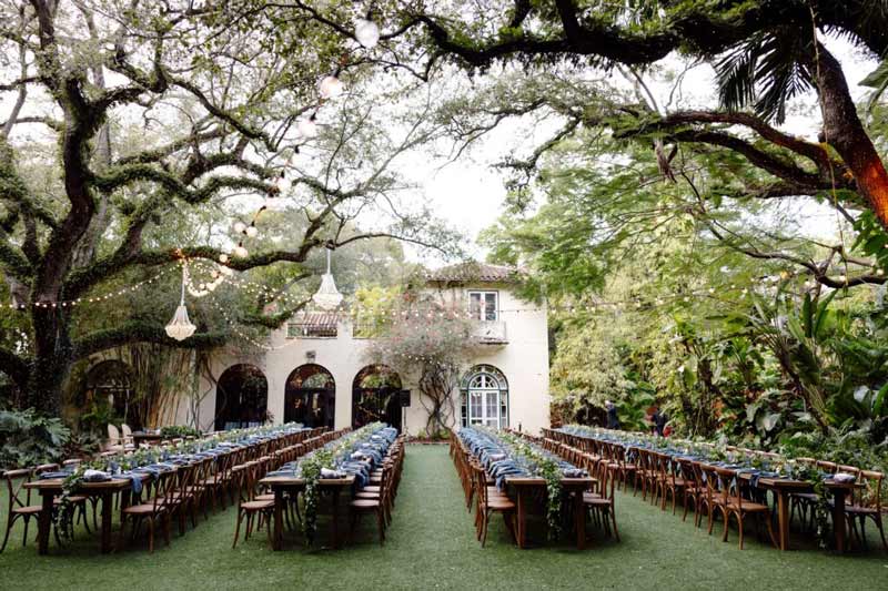 decorated outdoor food area