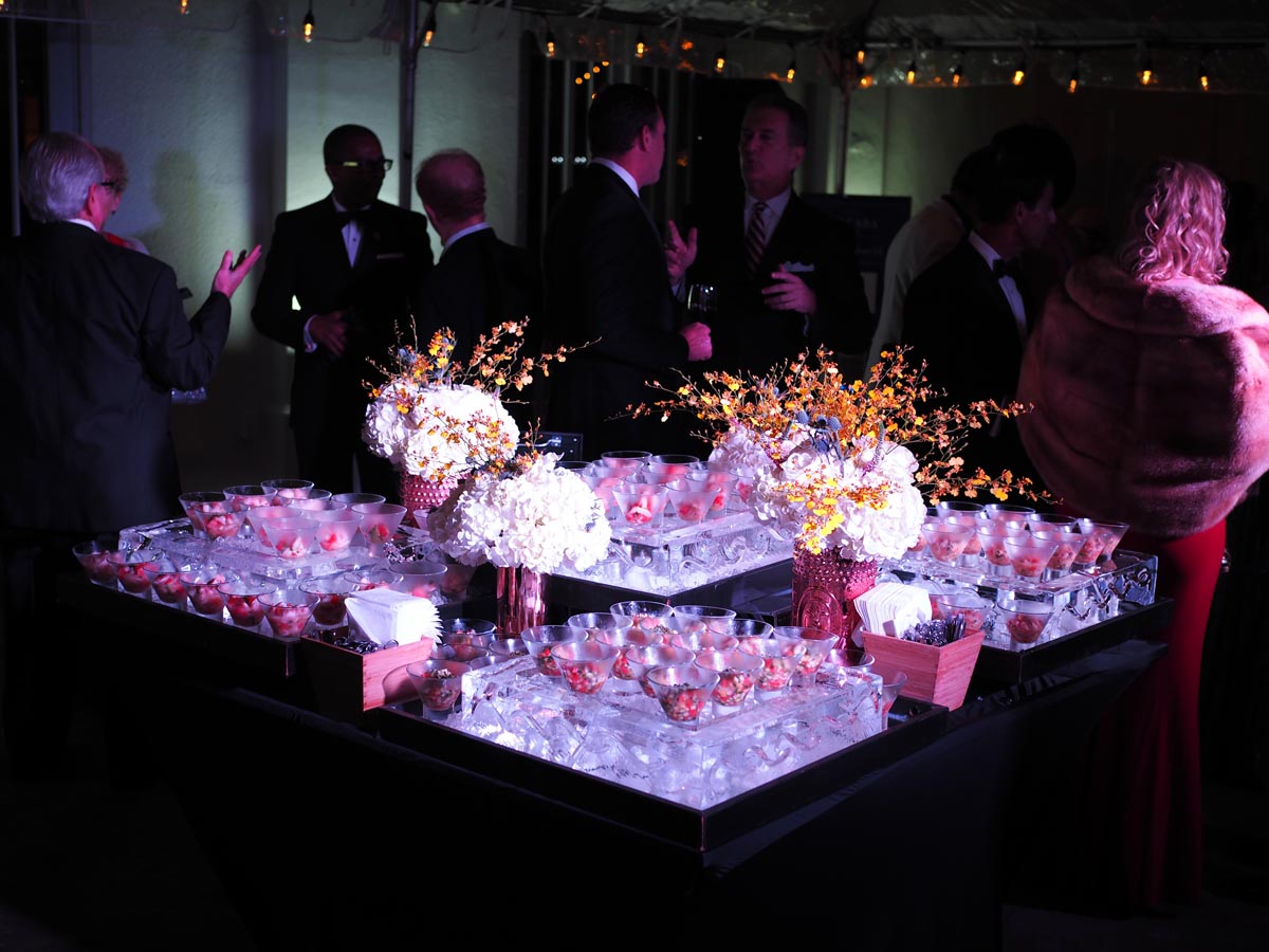 snacks on ice at evening event
