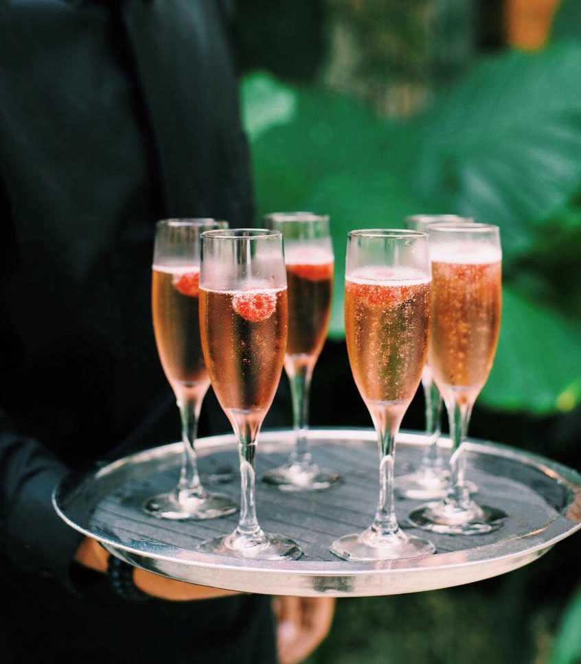 raspberry chambord on serving tray