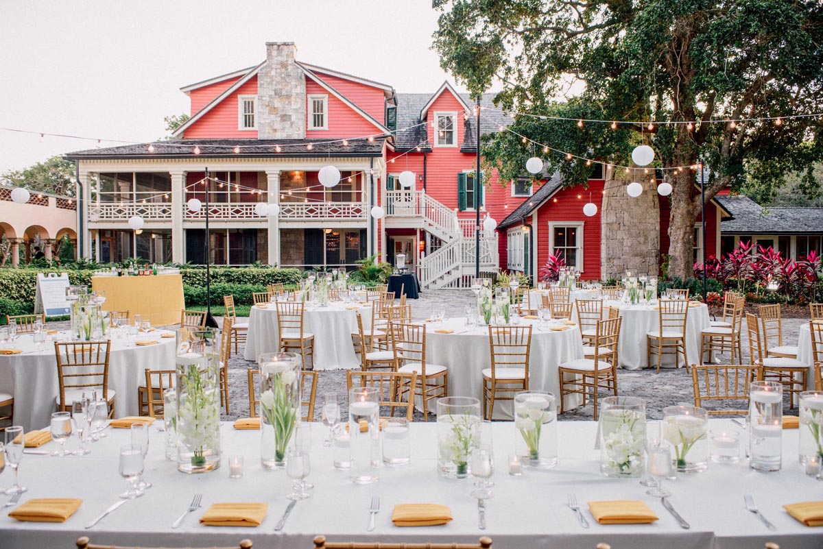 outdoor wedding outside red building